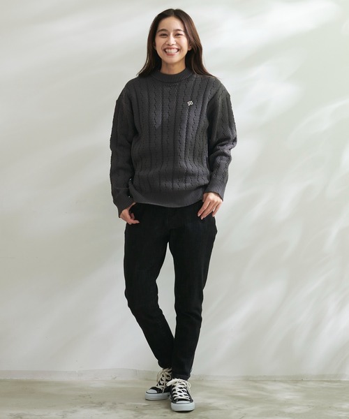 Arnold Palmer（アーノルドパーマー）の「ヘリンボーン スポンディッシュニット シェア プルオーバー（ニット/セーター・レディース・チャコールグレー/アイボリー/ライトベージュ・XS/S/M/L/LL）」の4枚目の写真