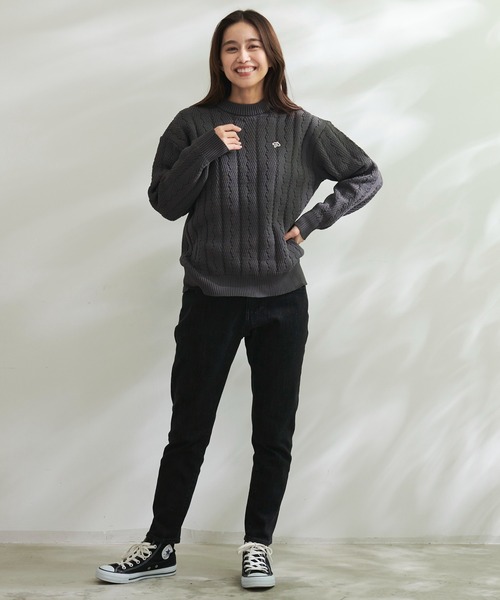 Arnold Palmer（アーノルドパーマー）の「ヘリンボーン スポンディッシュニット シェア プルオーバー（ニット/セーター・レディース・チャコールグレー/アイボリー/ライトベージュ・XS/S/M/L/LL）」の19枚目の写真