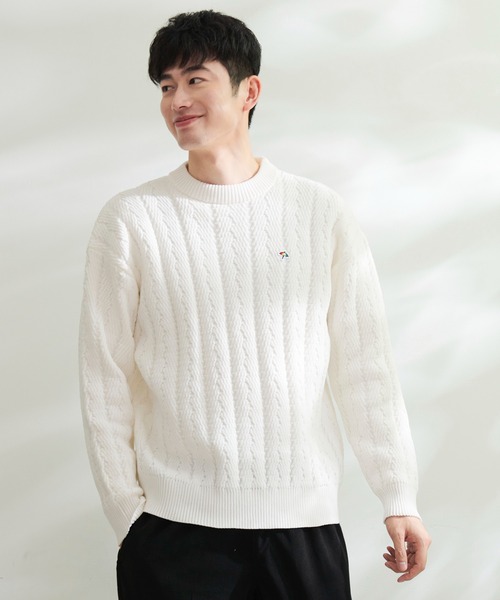 Arnold Palmer（アーノルドパーマー）の「ヘリンボーン スポンディッシュニット シェア プルオーバー（ニット/セーター・レディース・チャコールグレー/アイボリー/ライトベージュ・XS/S/M/L/LL）」の8枚目の写真