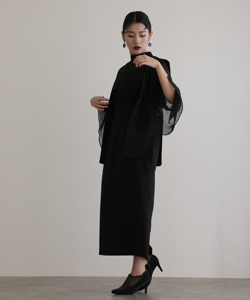 低身長用サイズあり】結婚式 パーティードレス ジレ袖あり&ロング