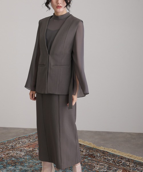 低身長用サイズあり】結婚式 パーティードレス ジレ袖あり&ロング