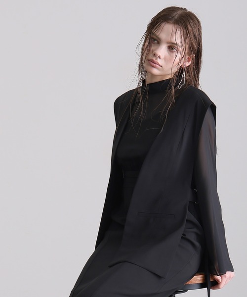 atlo（アトロ）の「【低身長用サイズあり】 結婚式 パーティー ドレス ジレ 袖あり&ロング お呼ばれ フォーマル 同窓会 オケージョンドレス ワンピース 二次会 成人式 謝恩会 20代 30代（ドレス・レディース・ブラック/チャコール・S/M/L/XL/XXL/4L/5L/SS）」の6枚目の写真