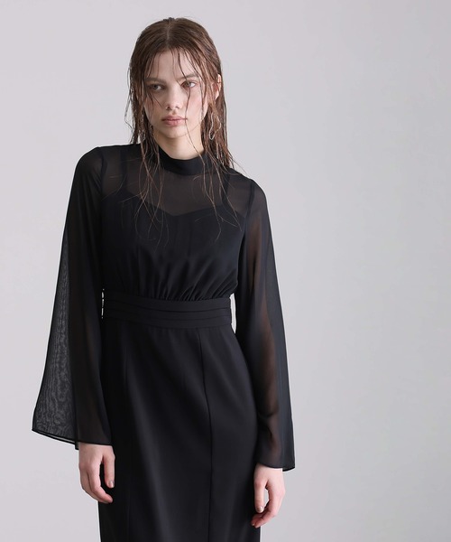 atlo（アトロ）の「【低身長用サイズあり】 結婚式 パーティー ドレス ジレ 袖あり&ロング お呼ばれ フォーマル 同窓会 オケージョンドレス ワンピース 二次会 成人式 謝恩会 20代 30代（ドレス・レディース・ブラック/チャコール・S/M/L/XL/XXL/4L/5L/SS）」の7枚目の写真