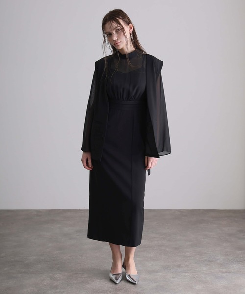 atlo（アトロ）の「【低身長用サイズあり】 結婚式 パーティー ドレス ジレ 袖あり&ロング お呼ばれ フォーマル 同窓会 オケージョンドレス ワンピース 二次会 成人式 謝恩会 20代 30代（ドレス・レディース・ブラック/チャコール・S/M/L/XL/XXL/4L/5L/SS）」の9枚目の写真