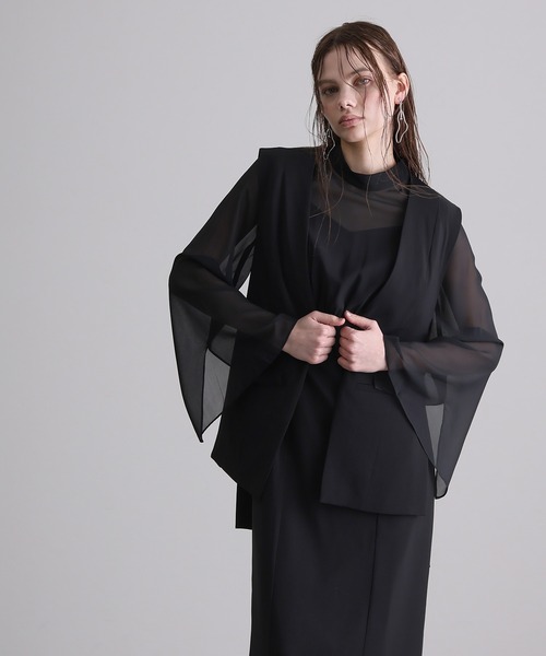 atlo（アトロ）の「【低身長用サイズあり】 結婚式 パーティー ドレス ジレ 袖あり&ロング お呼ばれ フォーマル 同窓会 オケージョンドレス ワンピース 二次会 成人式 謝恩会 20代 30代（ドレス・レディース・ブラック/チャコール・S/M/L/XL/XXL/4L/5L/SS）」の10枚目の写真