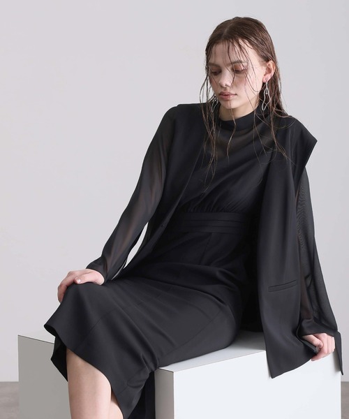 atlo（アトロ）の「【低身長用サイズあり】 結婚式 パーティー ドレス ジレ 袖あり&ロング お呼ばれ フォーマル 同窓会 オケージョンドレス ワンピース 二次会 成人式 謝恩会 20代 30代（ドレス・レディース・ブラック/チャコール・S/M/L/XL/XXL/4L/5L/SS）」の11枚目の写真