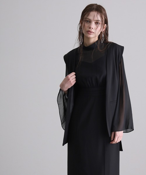 atlo（アトロ）の「【低身長用サイズあり】 結婚式 パーティー ドレス ジレ 袖あり&ロング お呼ばれ フォーマル 同窓会 オケージョンドレス ワンピース 二次会 成人式 謝恩会 20代 30代（ドレス・レディース・ブラック/チャコール・S/M/L/XL/XXL/4L/5L/SS）」の12枚目の写真