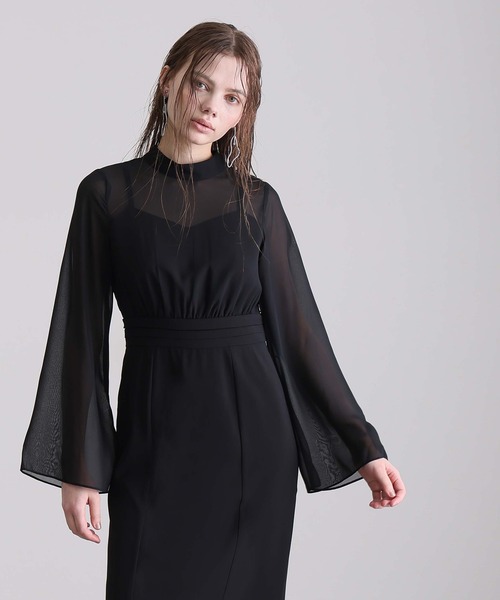 atlo（アトロ）の「【低身長用サイズあり】 結婚式 パーティー ドレス ジレ 袖あり&ロング お呼ばれ フォーマル 同窓会 オケージョンドレス ワンピース 二次会 成人式 謝恩会 20代 30代（ドレス・レディース・ブラック/チャコール・S/M/L/XL/XXL/4L/5L/SS）」の14枚目の写真