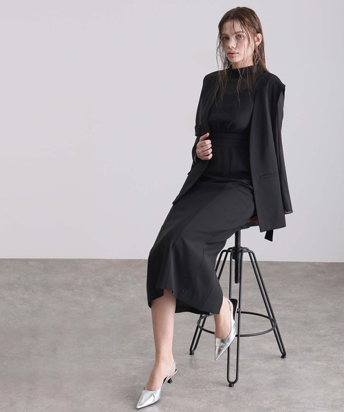 atlo（アトロ）の「【低身長用サイズあり】 結婚式 パーティー ドレス ジレ 袖あり&ロング お呼ばれ フォーマル 同窓会 オケージョンドレス ワンピース 二次会 成人式 謝恩会 20代 30代（ドレス・レディース・ブラック/チャコール・S/M/L/XL/XXL/4L/5L/SS）」の15枚目の写真