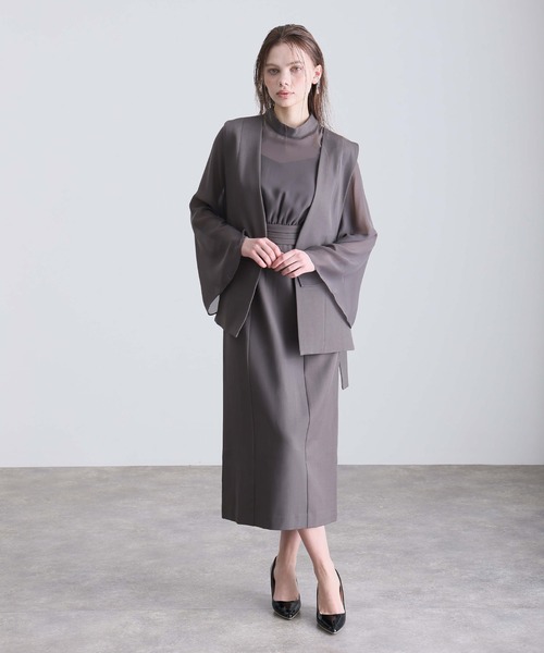 atlo（アトロ）の「【低身長用サイズあり】 結婚式 パーティー ドレス ジレ 袖あり&ロング お呼ばれ フォーマル 同窓会 オケージョンドレス ワンピース 二次会 成人式 謝恩会 20代 30代（ドレス・レディース・ブラック/チャコール・S/M/L/XL/XXL/4L/5L/SS）」の17枚目の写真