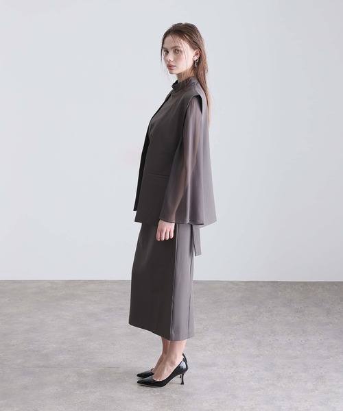 atlo（アトロ）の「【低身長用サイズあり】 結婚式 パーティー ドレス ジレ 袖あり&ロング お呼ばれ フォーマル 同窓会 オケージョンドレス ワンピース 二次会 成人式 謝恩会 20代 30代（ドレス・レディース・ブラック/チャコール・S/M/L/XL/XXL/4L/5L/SS）」の18枚目の写真