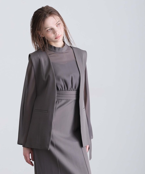 atlo（アトロ）の「【低身長用サイズあり】 結婚式 パーティー ドレス ジレ 袖あり&ロング お呼ばれ フォーマル 同窓会 オケージョンドレス ワンピース 二次会 成人式 謝恩会 20代 30代（ドレス・レディース・ブラック/チャコール・S/M/L/XL/XXL/4L/5L/SS）」の20枚目の写真