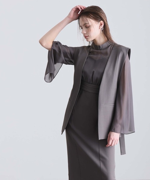 atlo（アトロ）の「【低身長用サイズあり】 結婚式 パーティー ドレス ジレ 袖あり&ロング お呼ばれ フォーマル 同窓会 オケージョンドレス ワンピース 二次会 成人式 謝恩会 20代 30代（ドレス・レディース・ブラック/チャコール・S/M/L/XL/XXL/4L/5L/SS）」の21枚目の写真