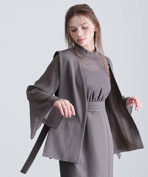 atlo（アトロ）の「【低身長用サイズあり】 結婚式 パーティー ドレス ジレ 袖あり&ロング お呼ばれ フォーマル 同窓会 オケージョンドレス ワンピース 二次会 成人式 謝恩会 20代 30代（ドレス・レディース・ブラック/チャコール・S/M/L/XL/XXL/4L/5L/SS）」の22枚目の写真