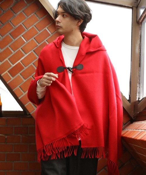 ８(eight)（エイト）の「フード付き無地ポンチョ（ポンチョ・メンズ・レッド/ベージュ/ネイビー/チャコールグレー/ワイン/ブラック・FREE）」の5枚目の写真