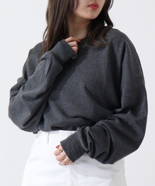 FUNALIVE(ファンアライブ)の「Plain big sweatshirt / 無地ビッグスウェットトレーナー unisex(スウェット・メンズ・パープル/ブラック/ベージュ/ヘザーチャコール/ミント/ピンク/オレンジ/杢グレー/アイボリー・L/XL/M)」の5枚目の写真
