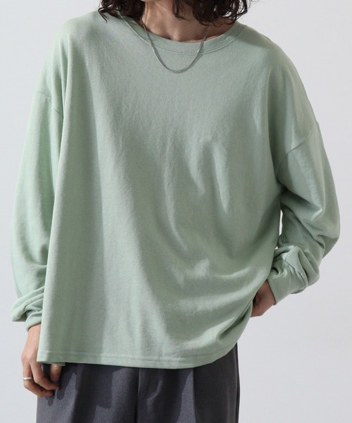FUNALIVE(ファンアライブ)の「Plain big sweatshirt / 無地ビッグスウェットトレーナー unisex(スウェット・メンズ・パープル/ブラック/ベージュ/ヘザーチャコール/ミント/ピンク/オレンジ/杢グレー/アイボリー・L/XL/M)」の6枚目の写真