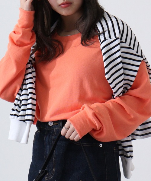 FUNALIVE(ファンアライブ)の「Plain big sweatshirt / 無地ビッグスウェットトレーナー unisex(スウェット・メンズ・パープル/ブラック/ベージュ/ヘザーチャコール/ミント/ピンク/オレンジ/杢グレー/アイボリー・L/XL/M)」の16枚目の写真