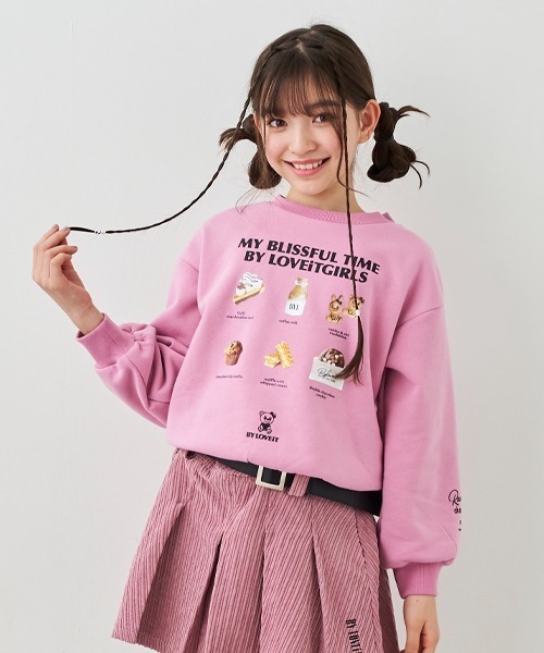 by LOVEiT(バイラビット)の「裏起毛ラビ子メニュープルオーバー(スウェット・キッズ・ピンク/ブラック/オフホワイト・120cm/130cm/140cm/150cm/160cm)」の3枚目の写真