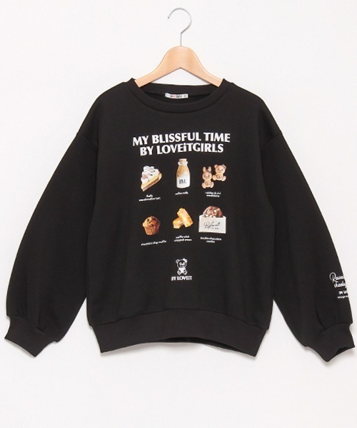 by LOVEiT(バイラビット)の「裏起毛ラビ子メニュープルオーバー(スウェット・キッズ・ピンク/ブラック/オフホワイト・120cm/130cm/140cm/150cm/160cm)」の2枚目の写真