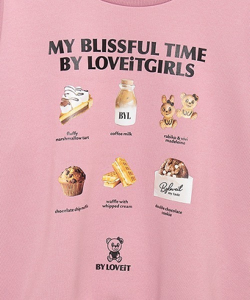 by LOVEiT(バイラビット)の「裏起毛ラビ子メニュープルオーバー(スウェット・キッズ・ピンク/ブラック/オフホワイト・120cm/130cm/140cm/150cm/160cm)」の7枚目の写真