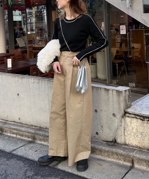 CIAOPANIC TYPY(チャオパニックティピー)の「アンチピリングラインニット(ニット/セーター・レディース・オフホワイト/ブラック/グレー/ライトグレー/オレンジ・ONE SIZE)」の22枚目の写真