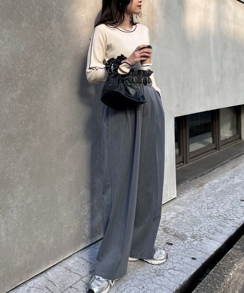 CIAOPANIC TYPY(チャオパニックティピー)の「アンチピリングラインニット(ニット/セーター・レディース・オフホワイト/ブラック/グレー/ライトグレー/オレンジ・ONE SIZE)」の12枚目の写真