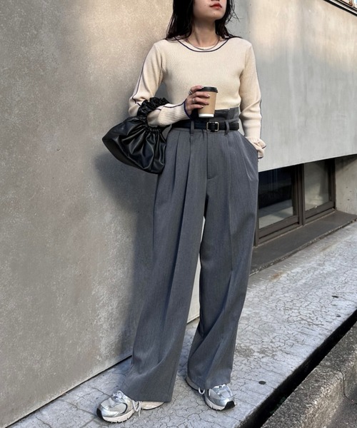 CIAOPANIC TYPY(チャオパニックティピー)の「アンチピリングラインニット(ニット/セーター・レディース・オフホワイト/ブラック/グレー/ライトグレー/オレンジ・ONE SIZE)」の13枚目の写真