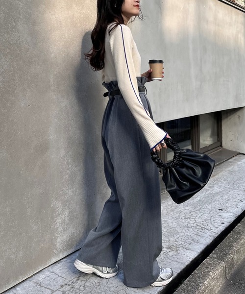 CIAOPANIC TYPY(チャオパニックティピー)の「アンチピリングラインニット(ニット/セーター・レディース・オフホワイト/ブラック/グレー/ライトグレー/オレンジ・ONE SIZE)」の14枚目の写真