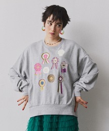 ロゼットプリントスウェットトレーナー