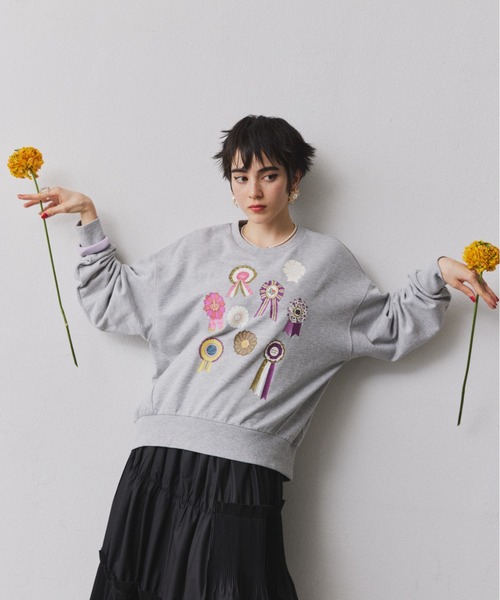 ロゼットプリントスウェットトレーナー（スウェット）｜manana suerte