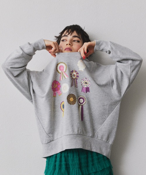 ロゼットプリントスウェットトレーナー（スウェット）｜manana suerte