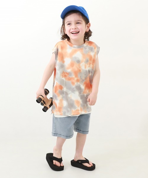 devirock（デビロック）の「サラっとストレッチ メッシュ タイダイタンク（タンクトップ・キッズ・グレー/パープル/オレンジ・100cm/120cm/130cm/140cm/150cm/160cm/110cm）」の6枚目の写真