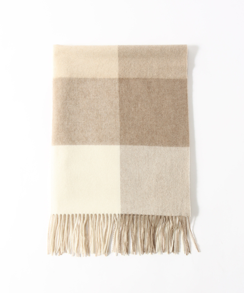 EDIFICE（エディフィス）の「カシミヤ ノンダイド チェックストール（マフラー・メンズ・ベージュ/グレー・FREE）」の3枚目の写真