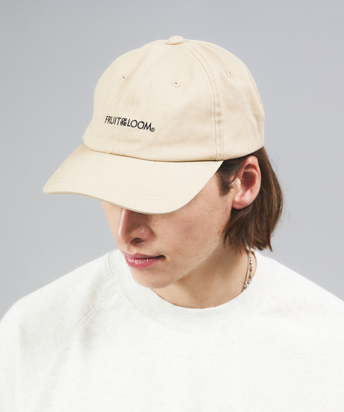 FRUIT OF THE LOOM（フルーツオブザルーム）の「【FRUIT OF THE LOOM】フロントロゴ刺繍 ツイル ベースボール ロー キャップ（キャップ・メンズ・ピンク/ブラック/サックスブルー/ベージュ/オフホワイト・フリー）」の4枚目の写真