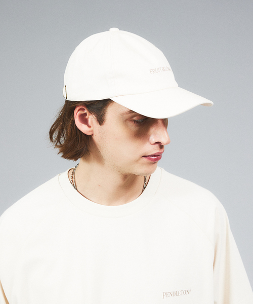 FRUIT OF THE LOOM（フルーツオブザルーム）の「【FRUIT OF THE LOOM】フロントロゴ刺繍 ツイル ベースボール ロー キャップ（キャップ・メンズ・ピンク/ブラック/サックスブルー/ベージュ/オフホワイト・フリー）」の19枚目の写真