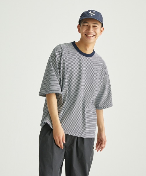 ocosic(オコジック)の「【ocosic】ドローコードボーダーパックTシャツ(Tシャツ/カットソー・メンズ・グレー系1/ネイビー系1/ホワイト系1・M/L)」の14枚目の写真