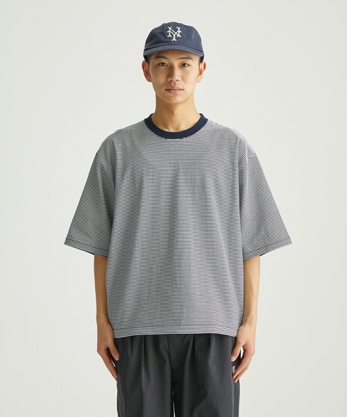 ocosic(オコジック)の「【ocosic】ドローコードボーダーパックTシャツ(Tシャツ/カットソー・メンズ・グレー系1/ネイビー系1/ホワイト系1・M/L)」の10枚目の写真