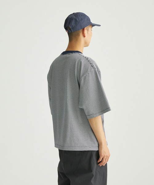 ocosic(オコジック)の「【ocosic】ドローコードボーダーパックTシャツ(Tシャツ/カットソー・メンズ・グレー系1/ネイビー系1/ホワイト系1・M/L)」の12枚目の写真