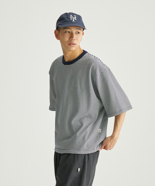 ocosic(オコジック)の「【ocosic】ドローコードボーダーパックTシャツ(Tシャツ/カットソー・メンズ・グレー系1/ネイビー系1/ホワイト系1・M/L)」の13枚目の写真