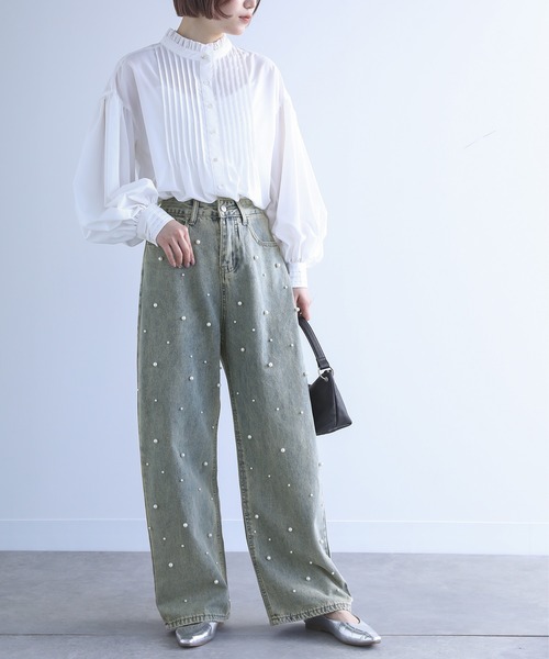 osharewalker（オシャレウォーカー）の「【廃盤】【ZOZO限定】『フェイクパール付きストレートデニム』（デニムパンツ・レディース・ブルー系その他・M）」の6枚目の写真