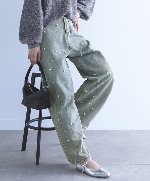 osharewalker（オシャレウォーカー）の「【廃盤】【ZOZO限定】『フェイクパール付きストレートデニム』（デニムパンツ・レディース・ブルー系その他・M）」の11枚目の写真