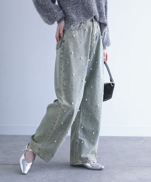 osharewalker（オシャレウォーカー）の「【廃盤】【ZOZO限定】『フェイクパール付きストレートデニム』（デニムパンツ・レディース・ブルー系その他・M）」の13枚目の写真