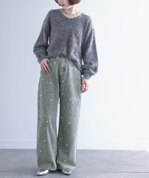 osharewalker（オシャレウォーカー）の「【廃盤】【ZOZO限定】『フェイクパール付きストレートデニム』（デニムパンツ・レディース・ブルー系その他・M）」の14枚目の写真