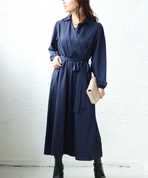 カシュクールフレアワンピース【大きいサイズ対応】
