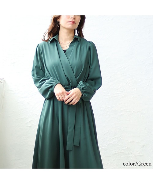 GOLDJAPAN(ゴールドジャパン)の「カシュクールフレアワンピース【大きいサイズ対応】(ワンピース・レディース・ブルー/ネイビー/グリーン・5L/4L/3L/LL)」の13枚目の写真