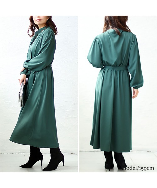 GOLDJAPAN(ゴールドジャパン)の「カシュクールフレアワンピース【大きいサイズ対応】(ワンピース・レディース・ブルー/ネイビー/グリーン・5L/4L/3L/LL)」の14枚目の写真