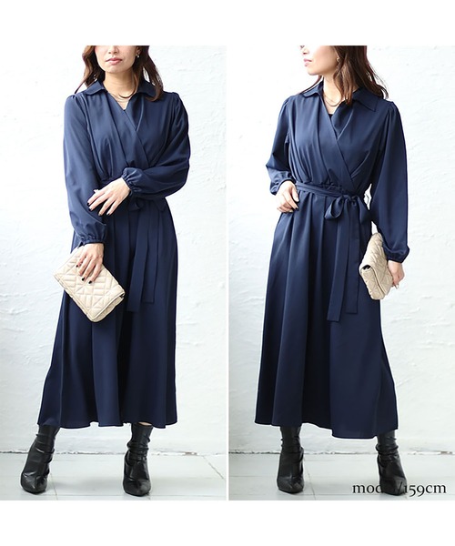 GOLDJAPAN(ゴールドジャパン)の「カシュクールフレアワンピース【大きいサイズ対応】(ワンピース・レディース・ブルー/ネイビー/グリーン・5L/4L/3L/LL)」の16枚目の写真