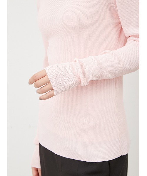 Mila Owen(ミラオーウェン)の「ハイネックシアーリブニットトップス【手洗い可能】(ニット/セーター・レディース・ピンク/ライム/ミント/ブラック/ホワイト・1/0)」の9枚目の写真