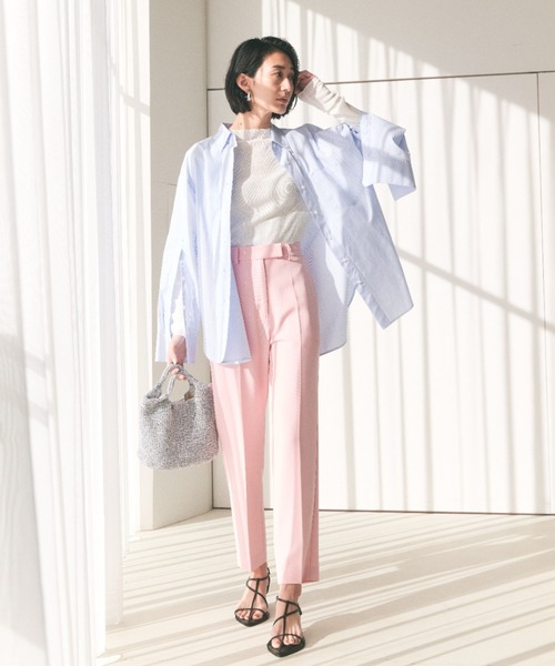 Mila Owen(ミラオーウェン)の「ハイネックシアーリブニットトップス【手洗い可能】(ニット/セーター・レディース・ピンク/ライム/ミント/ブラック/ホワイト・1/0)」の18枚目の写真